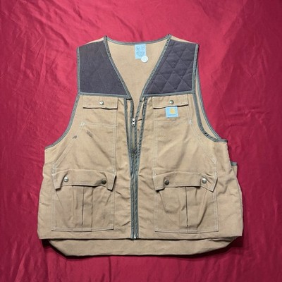 Carhartt VU256 Brown Duck Canvas Hunting Work Vest USA Made Men s XL Vintage