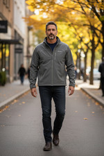 Eddie Bauer First Ascent Jacket Mens XL Gray Softshell Full Zip Outdoor Hiking