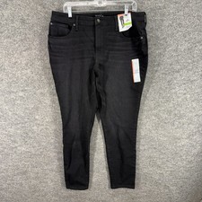 New Time And Tru Jeans Women 16 Black Denim Dark Wash High Rise Curvy Skinny