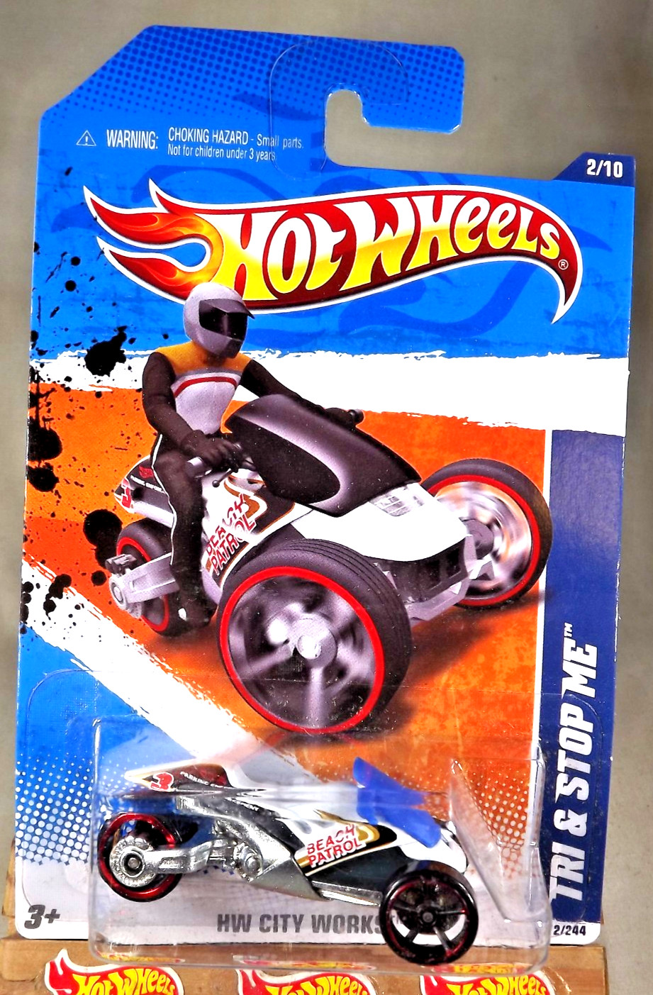 2011 Hot Wheels #172 HW City Work 2/10 TRI & STOP ME White w/Black OH5 Spokes