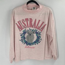 Vintage 90s Australia Melbourne Pink Sweatshirt Cotton Women s Size XL