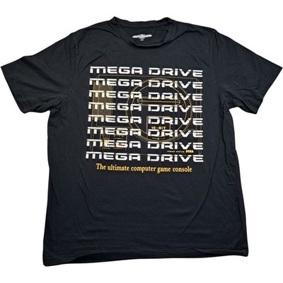 Sega T-Shirt Extra Large Herren Schwarz Baumwolle Mega Drive Gaming Retro 16 Bit Grafik