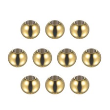 10pcs Beads 8mm Stainless Steel 3.5mm Hole Dia Bead for DIY Crafts, Gold Tone