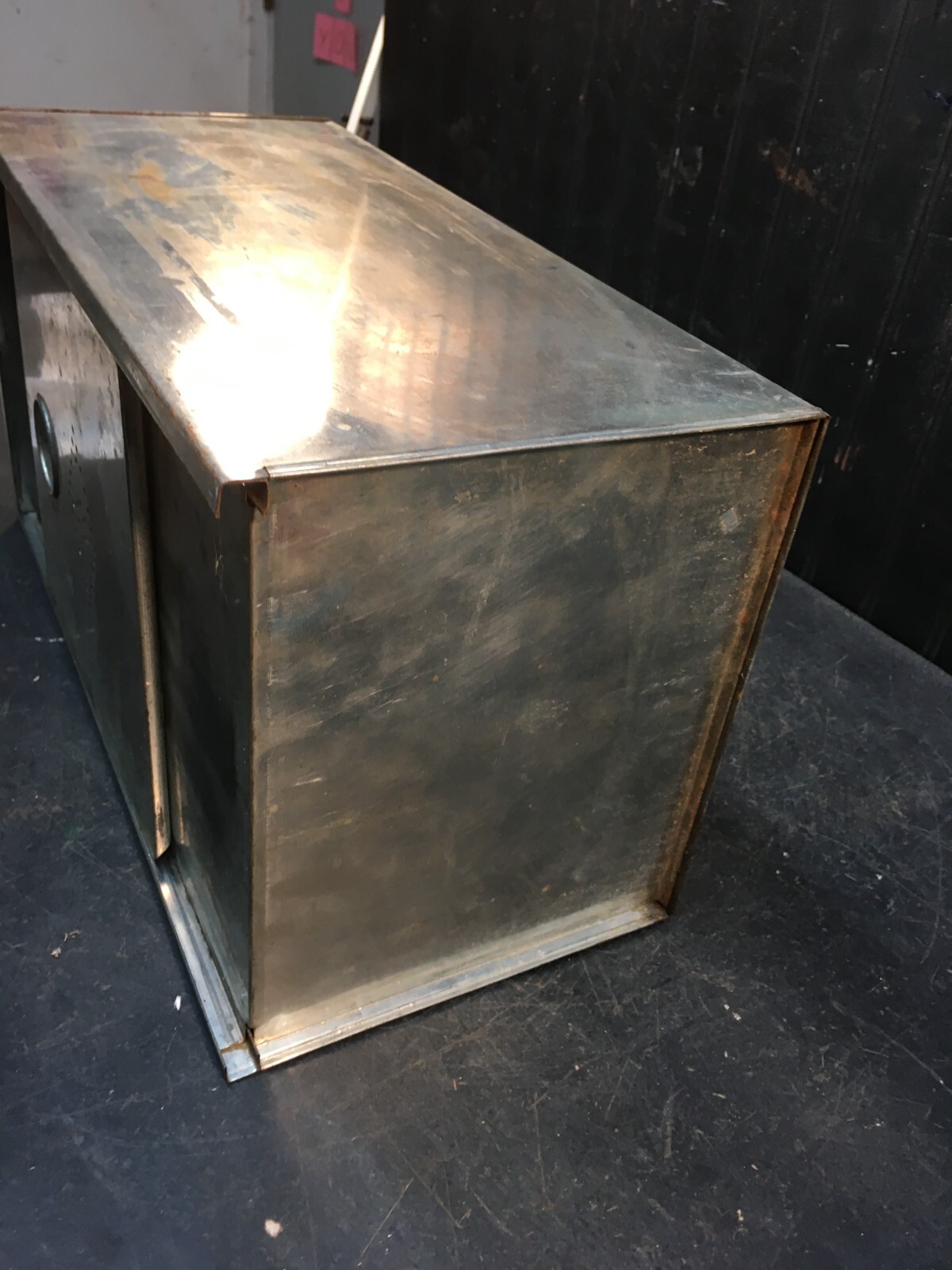 Vintage Farm House Galvanized Bread box Pie Safe Kitchen Storage Box 17