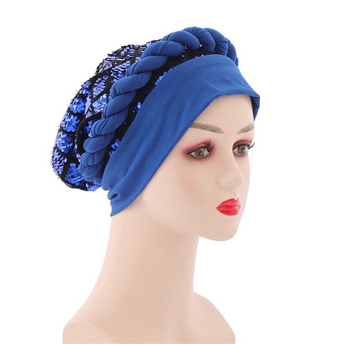 Africano Auto Gele Headtie Lentejuelas Trenza Mujeres Hijab Sombrero Musulmán Pañuelo Envolvente Gorra - Imagen 31 de 57
