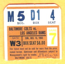 ***RIP...ROOKIE COACH DON SHULA CAREER WIN #8...12/15/63 COLTS/RAMS TICKET STUB-