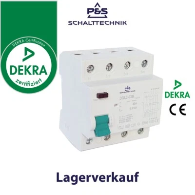 P&S SCHALTTECHNIK FI Typ B FI Fehlerstromschutzschalter RCD Typ B 40A 30mA Allstromsensitiv DEKRA