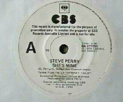 Steve Perry Journey She's Mine 80s Import 7'' White label Promo Rock Single.