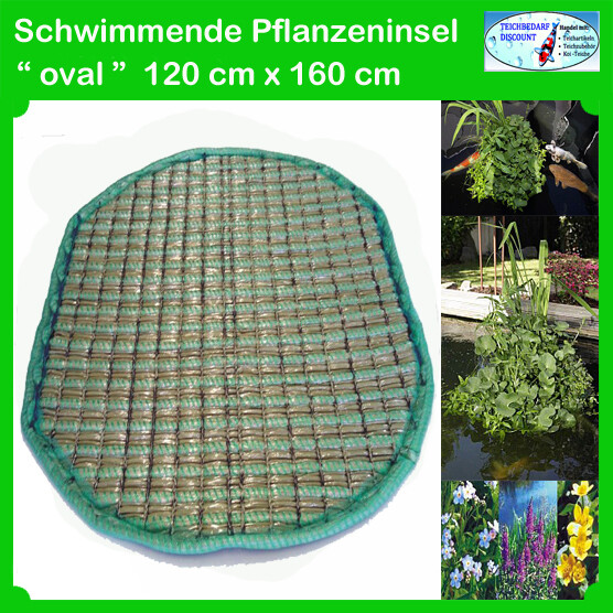 Schwimmende Pflanzeninsel oval 120 x 160 cm Schwimm Filter Pflanzinsel