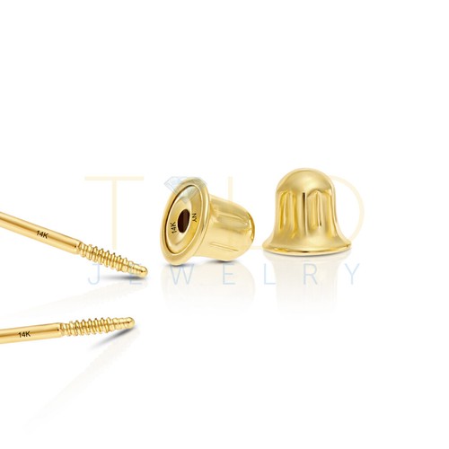 Pendientes de pernos para dormir con letrero de oro amarillo liso real de 10 K atornillador - Imagen 4 de 6