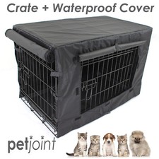 Pet Crate + Waterproof Cover : Puppy Dog Cat Rabbit Metal Cage House Kennel Home
