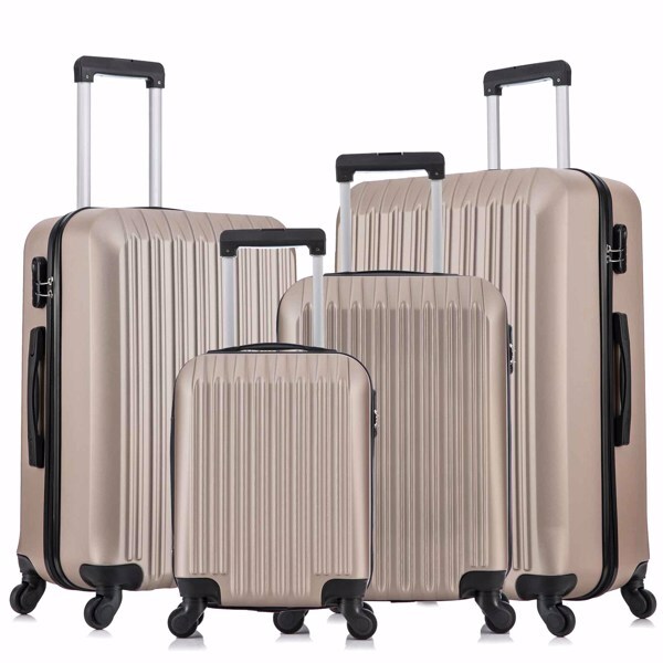 4 Piece Set Luggage Sets Suitcase ABS Hardshell Lightweight Spinner Wheels Champ
