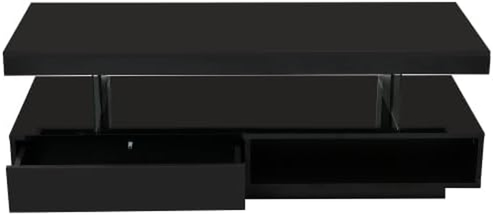 High Gloss Coffee Table with Storage, UV Cocktail Table with 16 Colors LED Light