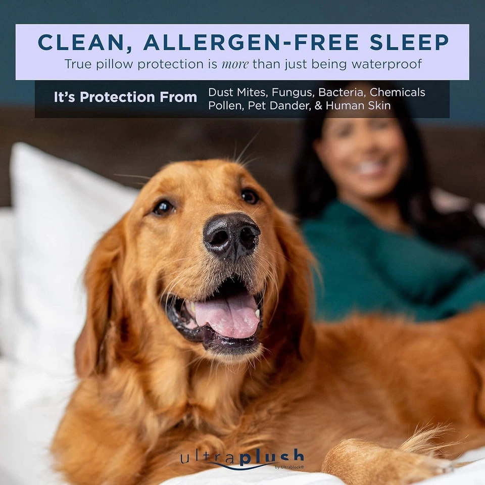 UltraBlock Ultra Plush Protetor de Travesseiro Impermeável Conjunto de 2, Padrão 20" X 26" - Imagem 4 de 4