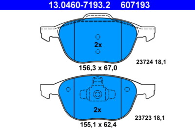 ATE 13.0460-7193.2 BRAKE PAD SET, DISC BRAKE FRONT AXLE FOR FORD MAZDA VO