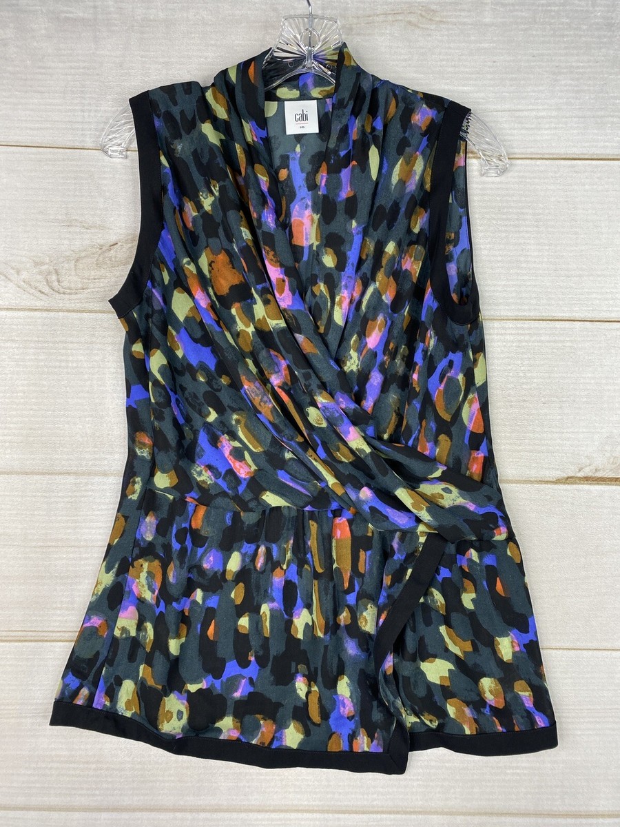 トップス bi-bi Cabi Womens Top Sz S Multicolor Wrap Front Sleeveless Lightweight