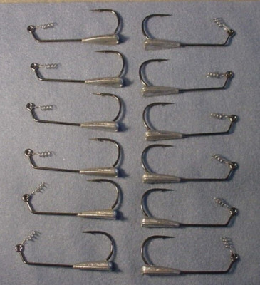 12 ~Mustad 1/4 oz Weighted 7/0 Keeper Hooks ~Flukes Senkos Swimbaits Craws Worms