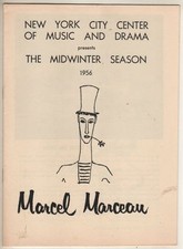 Marcel Marceau  1956  Playbill  NY City Center-  Pierre Verry &amp; Paul Sanchez