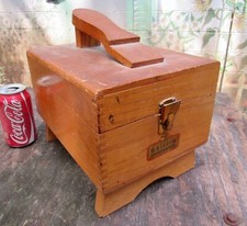 Vintage SHOESHINE BOX Griffin Shinemaster KIT Brushes 11" WOOD Lidded RARE VG 