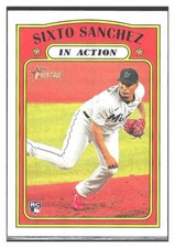 2021 Topps Heritage Baseball #16 Sixto Sanchez Base In Action Insert Rookie RC
