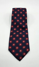 Vintage Silk and Polyester Blend Navy Blue Red White Men's Necktie