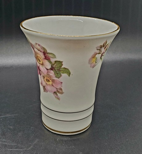 Vintage Schumann Arzberg Wild Rose Gold Trim Small Vase 4" Germany Numbered - Picture 4 of 6