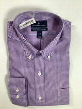 Men  s Buttoned Down Purple Check Long Sleeve Classic Dress Shirt NEW NWT