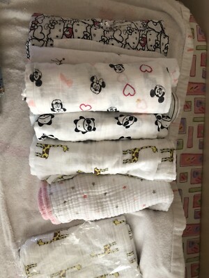 Cotton Flannel Muslin & Vintage Baby Receiving Blankets unisex Various Sizes