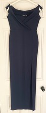Navy Blue, fitted, prom/bridesmaids, maxi dress with slit. Boohoo size 10.