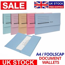 A4 / Foolscap Filing Document Wallet Folders Manilla Card - Half Flap 5 Colours