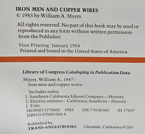Iron Men and Copper Wires by William A. Myers, 1984 First Printing - Picture 8 of 12