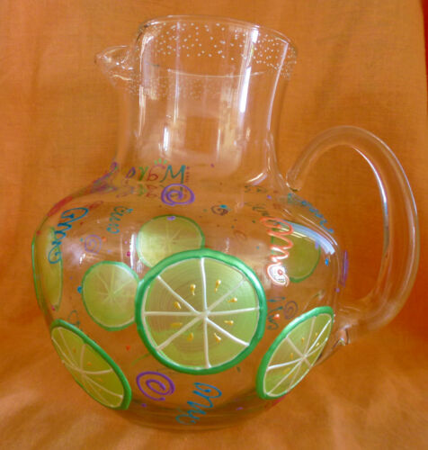 SMITHEREENS Margarita Pitcher Hand Painted & Signed 8-1/2" H x 7" D - Afbeelding 1 van 6