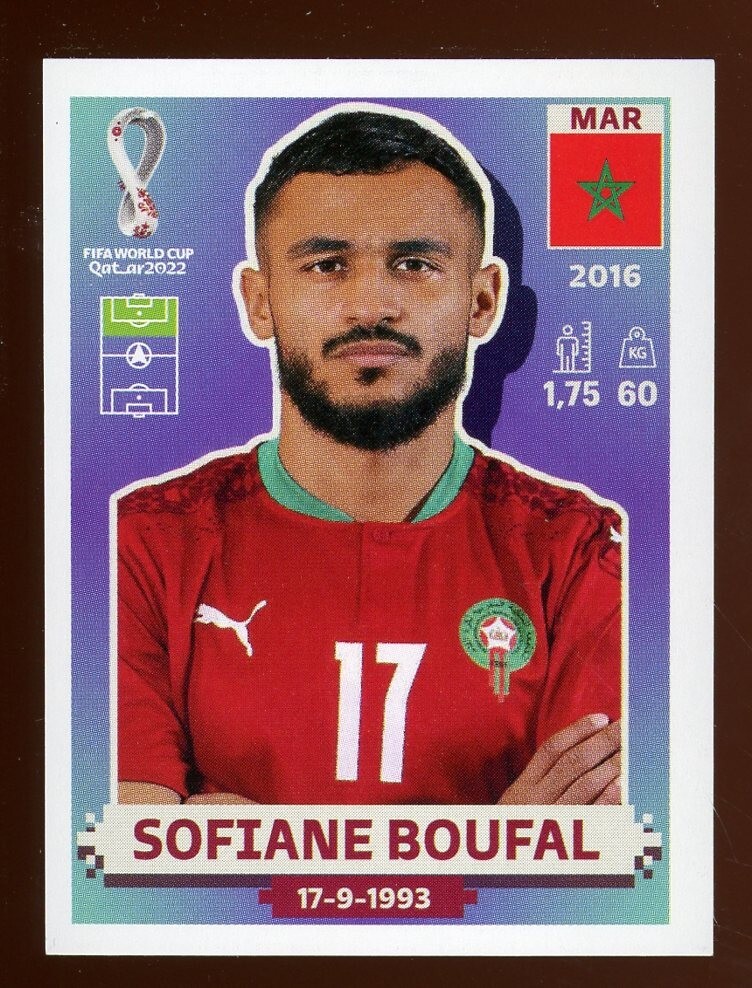 2022 Qatar Fifa World Cup Panini Sticker SOFIANE BOUFAL Morocco MAR15