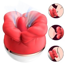 Rose Sucking Vibrator Oral Clit Tongue Licking G-Spot Dildo Sex Toys For Women