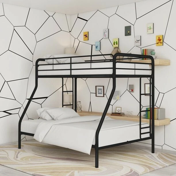 DHP Dusty Twin over Full Metal Bunk Bed Frame with Integrated