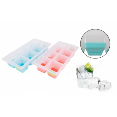 2 x JUMBO EISWÜRFELSCHALEN EASY PUSH UP 8 GROSSE ABSCHNITTE GEFRIERSCHRANK EISWÜRFEL SOMMER