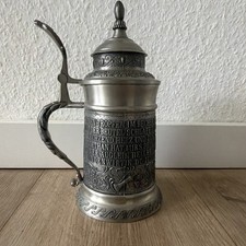 Dekorativer Zinnkrug mit Deckel &ndash; Reliefmotive &ndash; Sammlerst&uuml;ck