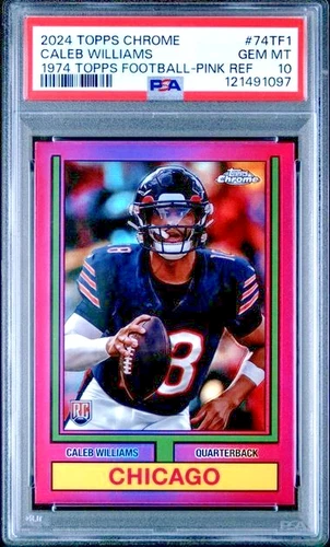 2024 Topps Chrome Caleb Williams RC 1974 Pink Refractor PSA 10 MINT #74TF1 Bears