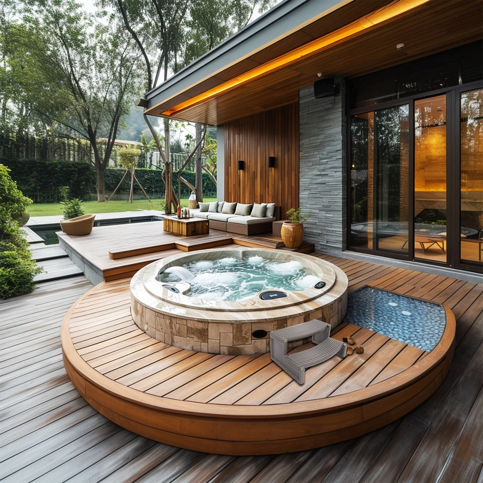 Pasos universales para bañera de hidromasaje spa antideslizantes Handi-Step gris oscuro/negro/gris carbono/marrón Foto 2 de 4