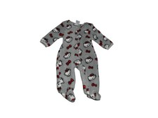 Hello Kitty Romper Baby Girls Footie One Piece Fuzzy Outfit Gray 9M NWT