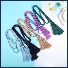 Women Waist Belt Rope Chinese Braided Style Woven Tassel Belt Colorful Knot