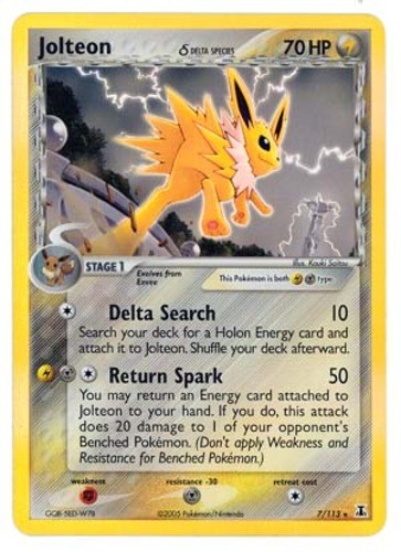 Jolteon (Delta) - 7/113 - Holo Rare DMG, English Pokemon EX Delta Species