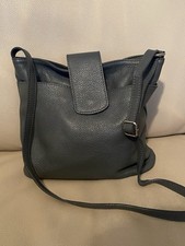 Genuine Pebbled  Leather Dove Grey Borse in Pelle Crossbody Bag Made in Italy
