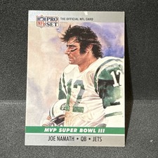 1990 Pro Set Joe Namath #3 Jets NFL MVP Super Bowl III Football Card Base Set