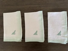 Vintage 1920s three huck cloth green ombre hand towels monogrammed HKE
