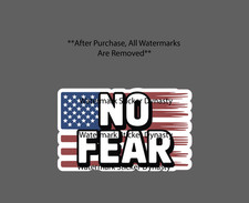 No Fear Usa Flag Sticker Waterproof Decal United States Quote Patriotic Gift New