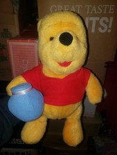 Vintage 1997 Disney Winnie the Pooh Plush W Blue Honey Pot