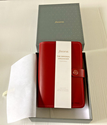 Filofax Das Original Leder Personal Organizer Rot mit alten unbenutzten Einsätzen Neu im Karton