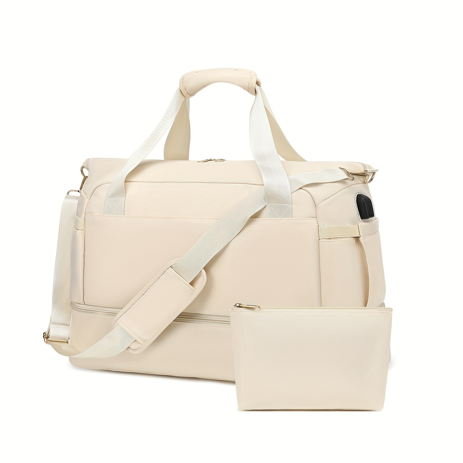 Women's Carry On Weekender Duffel Bag with Shoe Compartment USB Port Travel Gym