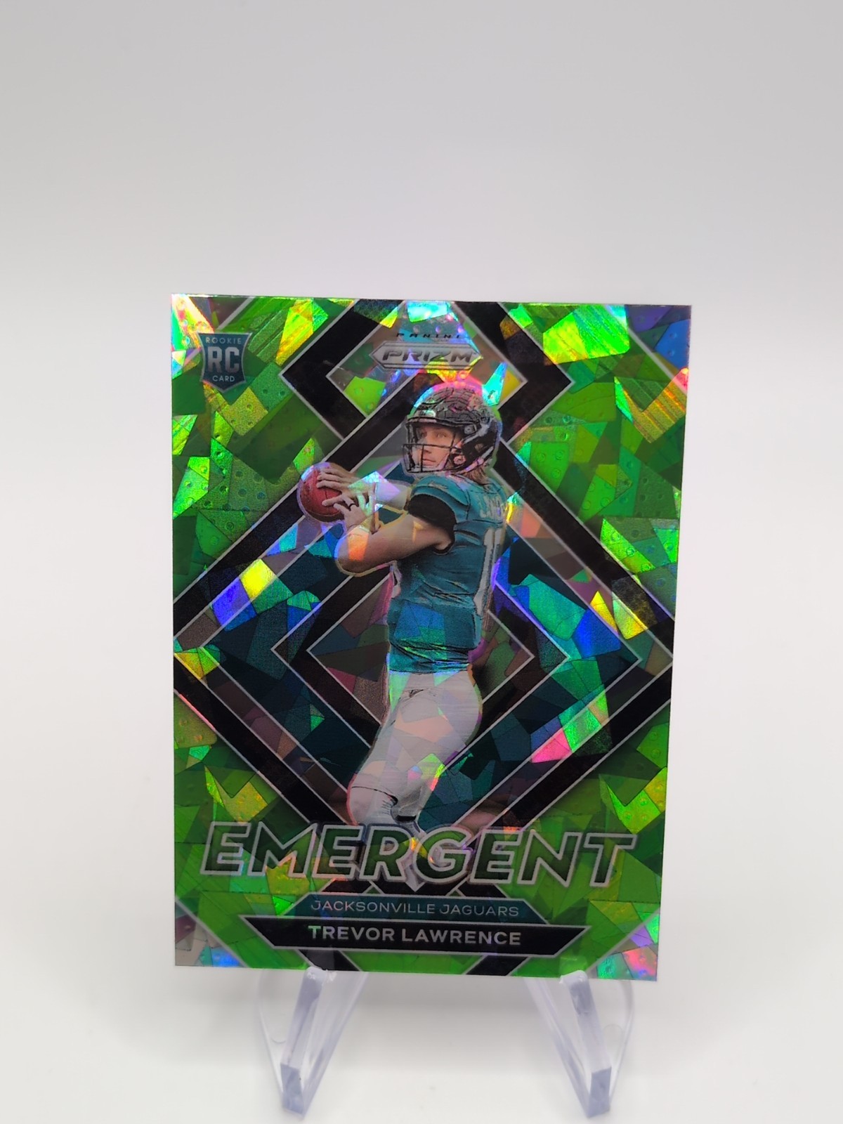 Trevor Lawrence 2021 Panini Prizm Rookie Emergent Green Cracked Ice RC